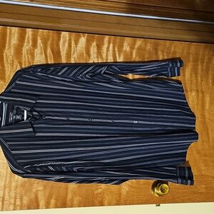 Structure black pin stripe men's shirt.